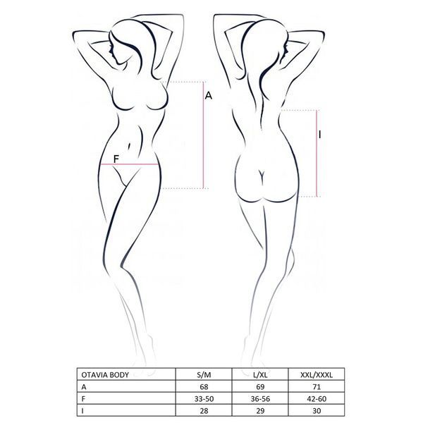 Боді монокіні з глибоким декольте Passion OTAVIA BODY S/M, black EL15702 фото