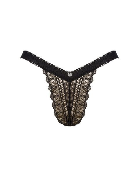 Мереживні трусики із заниженою талією Obsessive Estiqua panties XS/S, black SO7705 фото