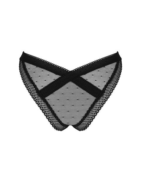 Мереживні трусики із заниженою талією Obsessive Estiqua panties XS/S, black SO7705 фото