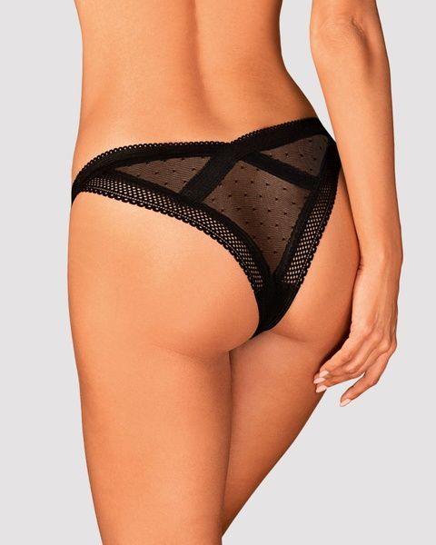 Мереживні трусики із заниженою талією Obsessive Estiqua panties XS/S, black SO7705 фото