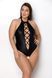 Боді з екошкіри Passion NANCY BODY 4XL/5XL black, з імітацією шнурівки та відкритим доступом SO7104 фото 5