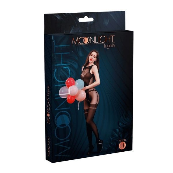 Бодістокінг з доступом Moonlight Model 14 XS-L Black, малюнок боді та панчіх на підв&rsquo;язках SO6346 фото