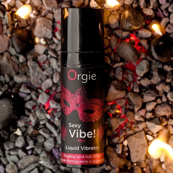 Рідкий вібратор Orgie Sexy Vibe! Hot, 15 мл, зігрівальний, дуже потужний, зі смаком полуниці SX1551 фото
