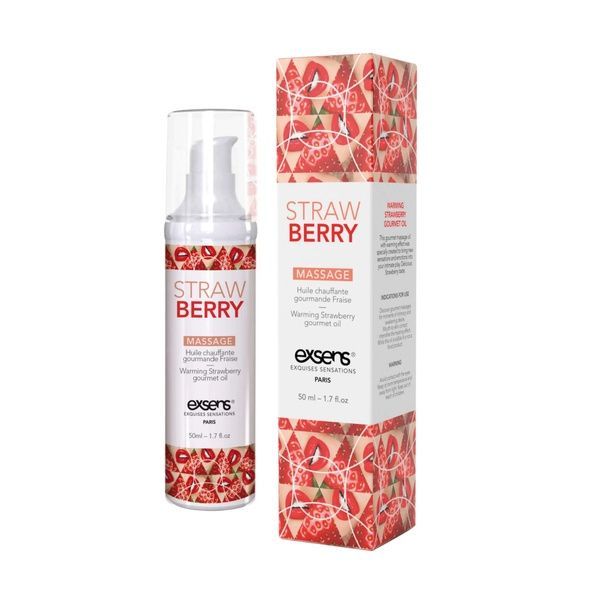 Масажна олія EXSENS Strawberry 50 мл розігрівальна, без цукру, без парабенів, їстівна SO2359 фото