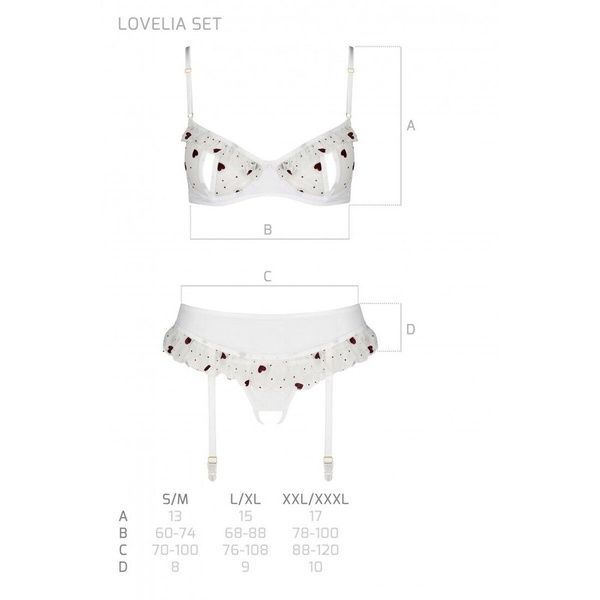 Сексуальний комплект з поясом для панчіх Passion LOVELIA SET S/M, white SO4781 фото