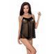 Сорочка прозора бебі-дол Passion MELANIA CHEMISE XXL/XXXL, black, трусики, на тонких бретелях EL16306 фото 6