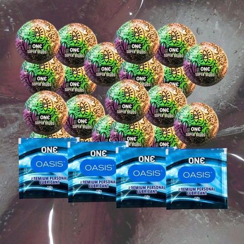 Набір ONE Super Studs з рельєфом &ndash; 20 шт., ONE Oasis лубрикант 4,5 г &ndash; 4 шт MM26994 фото