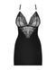 Сатиновий комплект для сну з мереживом Obsessive 828-CHE-1 chemise & thong S/M, чорний, сорочка, стр SO7171 фото 13