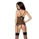 Корсет з пажами Passion MELANIA CORSET L/XL, black, трусики, напівпрозорий EL16307 фото 9