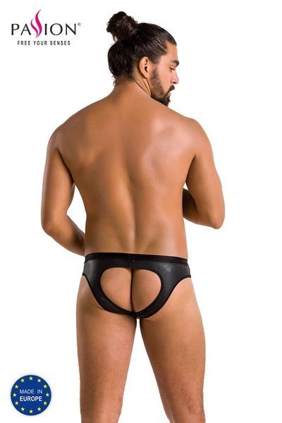 Чоловічі сліпи з вирізами Passion 041 SLIP JOE L/XL Black, екошкіра, відкриті сідниці SO7594 фото