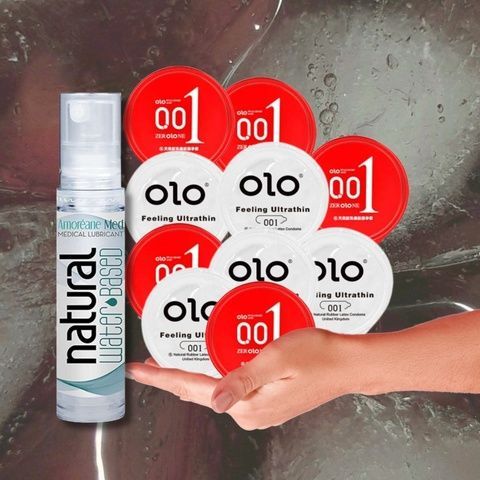 Набір "OLO Feeling Ultrathin 5 шт, OLO Розігріваючі 5 шт, Amoreane Med Natural (10 мл)" MM1221 фото