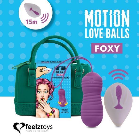 Вагінальні кульки з перловим масажем FeelzToys Motion Love Balls Foxy з пультом дистанційного керува SO3854 фото