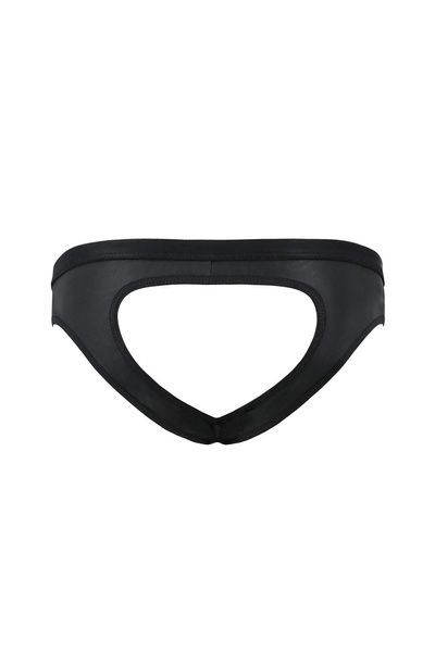Чоловічі сліпи з вирізами Passion 041 SLIP JOE S/M, Black екошкіра, відкриті сідниці SO7595 фото