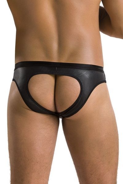 Чоловічі сліпи з вирізами Passion 041 SLIP JOE S/M, Black екошкіра, відкриті сідниці SO7595 фото