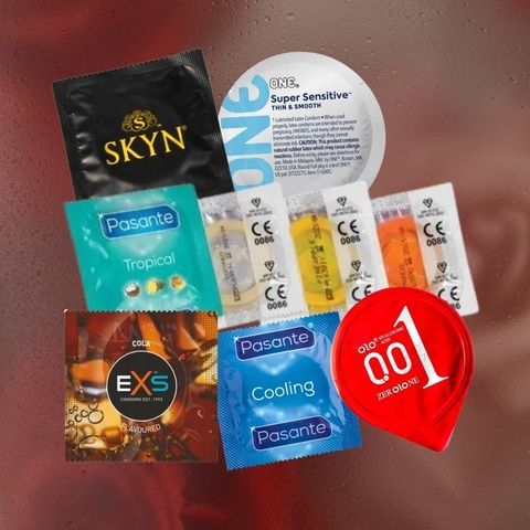 Набір Night: EXS Chocolate Flavoured ароматизовані, Chocolate 8 шт.; Pasante Warming розігріваючі, 6 шт.; Pasante Ultra Sensitive Touch надтонкі, 4 шт. MM26917 фото