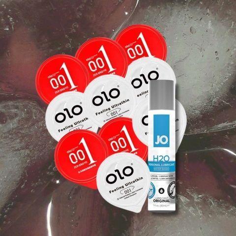 Набір "OLO Feeling Ultrathin 5 шт, OLO Розігріваючі 5 шт, System JO H2O ORIGINAL (30 мл)" MM1222 фото