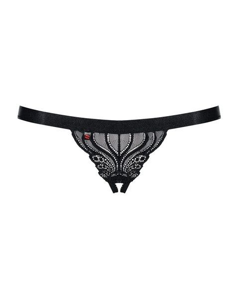 Мереживні танги з доступом Obsessive 828-THC-1 crotchless thong S/M, чорні SO7173 фото