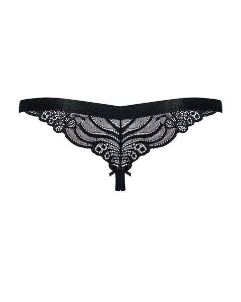 Мереживні танги з доступом Obsessive 828-THC-1 crotchless thong S/M, чорні SO7173 фото