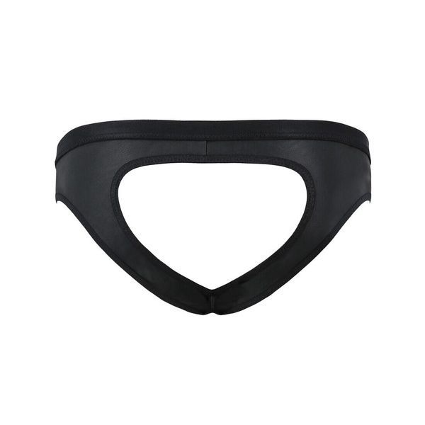 Чоловічі сліпи з вирізами Passion 041 SLIP JOE S/M, Black екошкіра, відкриті сідниці SO7595 фото