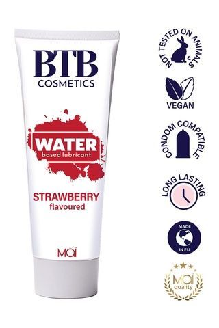 Змазка на водній основі BTB FLAVORED STRAWBERRY з ароматом полуниці (100 мл) SO7545 фото