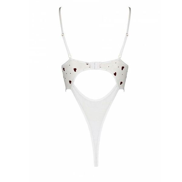 Еротичний боді з малюнком Passion LOVELIA BODY L/XL, white SO4756 фото