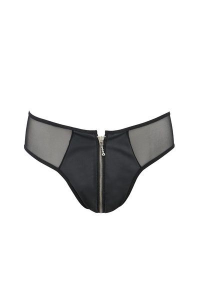 Чоловічі сліпи на блискавці Passion 042 SLIP TIMMY L/XL Black, екошкіра, сітка SO7597 фото