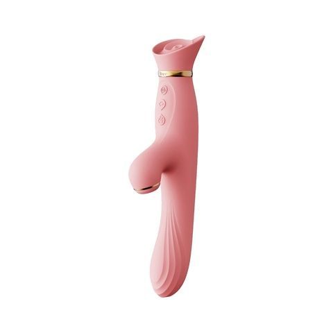 Вібратор з підігрівом та вакуумною стимуляцією клітора Zalo - ROSE Vibrator Strawberry Pink SO6680 фото