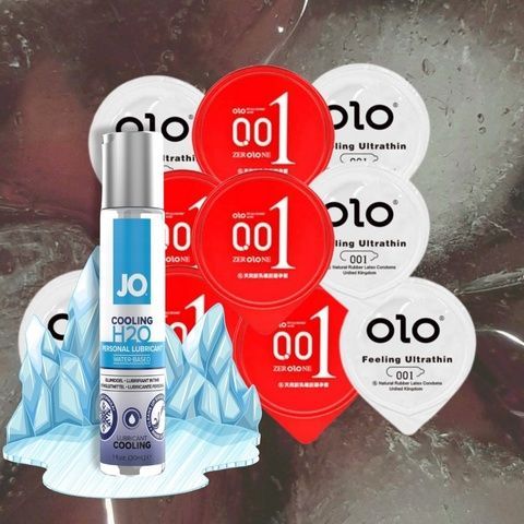 Набір "OLO Feeling Ultrathin 5 шт, OLO Розігріваючі 5 шт, System JO H2O COOLING (30 мл)" MM1224 фото