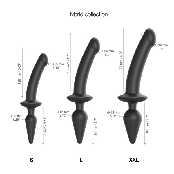 Анальна пробка з дилдо 2в1 Strap-On-Me SWITCH PLUG-IN DILDO Black S, діаметр 3,3/2,9 см SO6826 фото