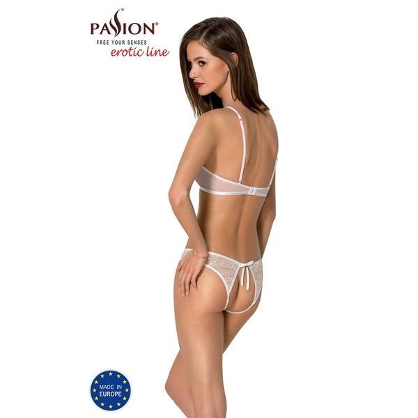 Комплект: бра, трусики з ажурним декором та відкритим кроком URSULA SET L/XL, white SO5844 фото