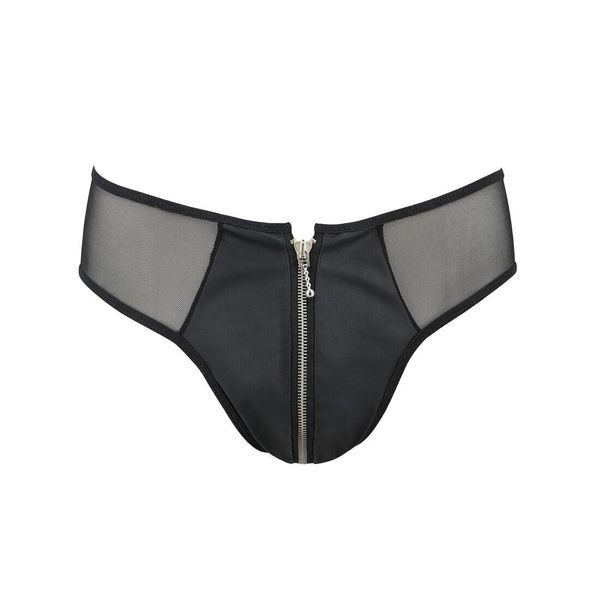 Чоловічі сліпи на блискавці Passion 042 SLIP TIMMY L/XL Black, екошкіра, сітка SO7597 фото