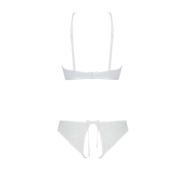 Комплект: бра, трусики з ажурним декором та відкритим кроком URSULA SET L/XL, white SO5844 фото