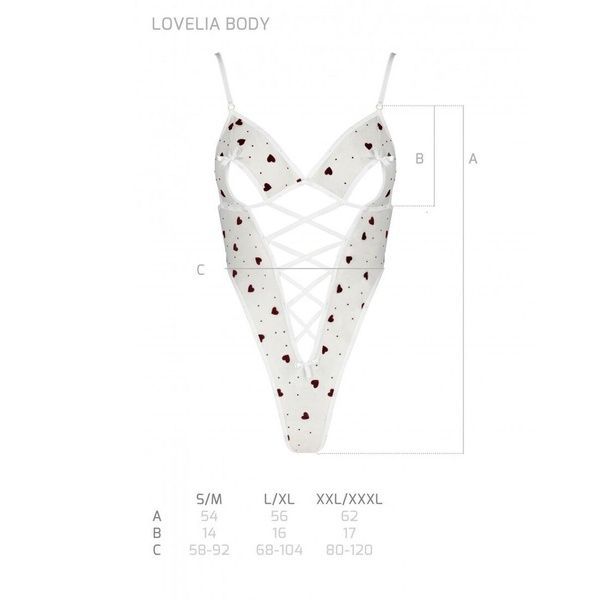 Еротичний боді з малюнком Passion LOVELIA BODY S/M, white SO4757 фото