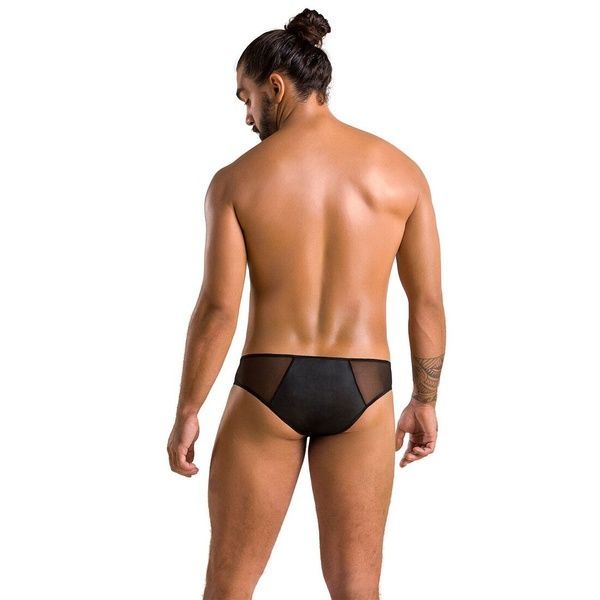 Чоловічі сліпи на блискавці Passion 042 SLIP TIMMY L/XL Black, екошкіра, сітка SO7597 фото