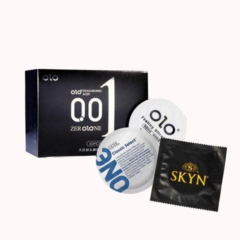Набір 30 шт.: OLO/Skyn/ONE &ndash; OLO Black Feeling Ultrathin з гіауроновою змазкою, класичні 10 шт., Skyn Non-Latex безлатексні, класичні 10 шт., ONE Classic Select касичні, 10 шт MM27049 фото