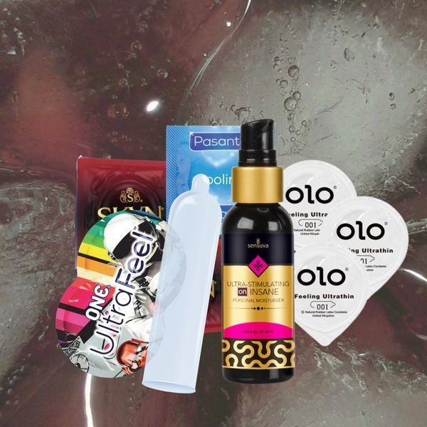 Набір "Екстаз відчуттів" (ONE Ultra Feel - 5 шт, OLO Feeling Ultrathin - 5 шт, Pasante Cooling - 5 шт, Sensuva Ultra-Stimulating On Insane 57 мл) MM2195 фото