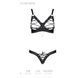 Комплект з екошкіри Passion CELINE BIKINI L/XL black, відкритий бра зі стрічками, стрінги SO6400 фото 5