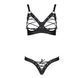 Комплект з екошкіри Passion CELINE BIKINI L/XL black, відкритий бра зі стрічками, стрінги SO6400 фото 3