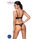 Комплект з екошкіри Passion CELINE BIKINI L/XL black, відкритий бра зі стрічками, стрінги SO6400 фото 7