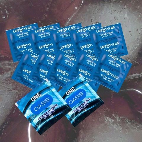 Набір LifeStyles Ultra Thin &ndash; 10 шт., ONE Oasis 4,5 г &ndash; 2 шт MM1516 фото