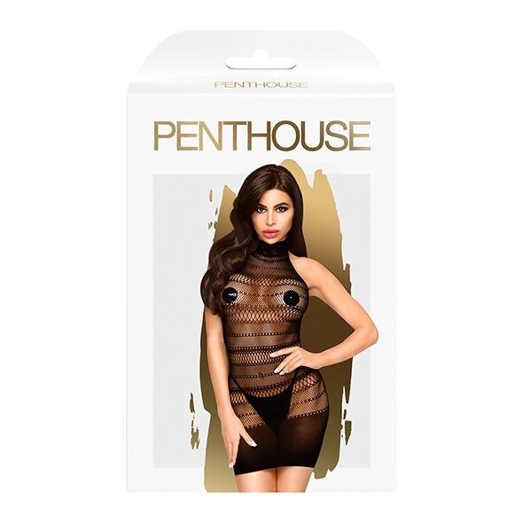 Міні-сукня сітка з горлом Penthouse - Epic Night Black XL SO5253 фото