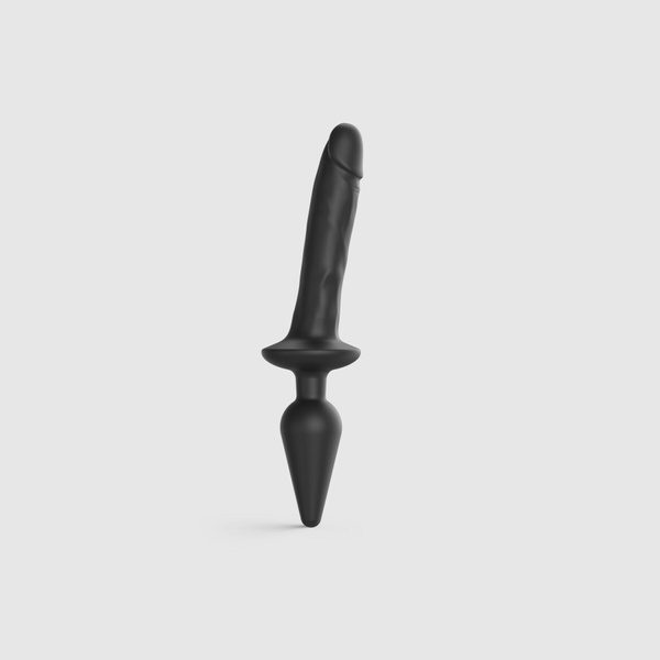 Анальна пробка з дилдо 2в1 Strap-On-Me SWITCH PLUG-IN REALISTIC DILDO Black L, діаметр 4,5/3,4 см SO6828 фото