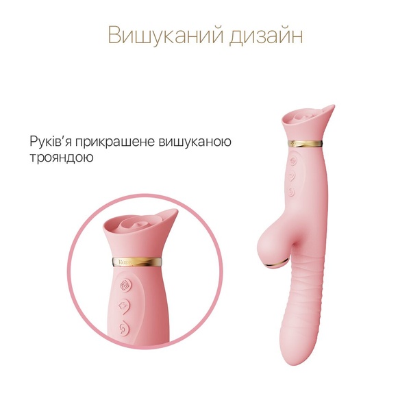 Пульсатор-вібратор із вакуумною стимуляцією клітора Zalo - ROSE Thruster Strawberry Pink SO6682 фото