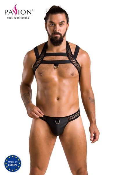 Комплект чоловічої білизни з кріпленнями Passion 043 JACOB L/XL Black, труси, шлейки SO7600 фото
