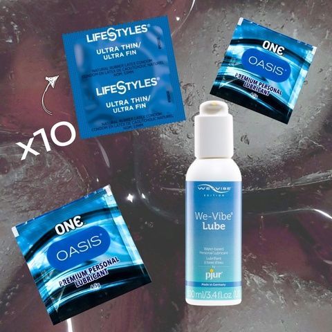 Набір LifeStyles Ultra Thin 10 шт., pjur We-Vibe Lube 100 мл, ONE Oasis 4,5 г 2 шт. MM1796 фото