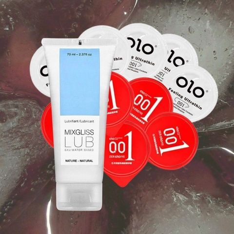 Набір "OLO Feeling Ultrathin 5 шт, OLO Розігріваючі 5 шт, MixGliss LUB NATURE (70 мл)" MM1227 фото