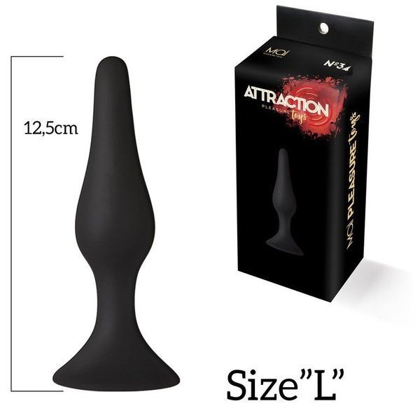 Анальна пробка з присоскою MAI Attraction Toys №34 Black, довжина 12,5см, діаметр 3,2см SO5010 фото