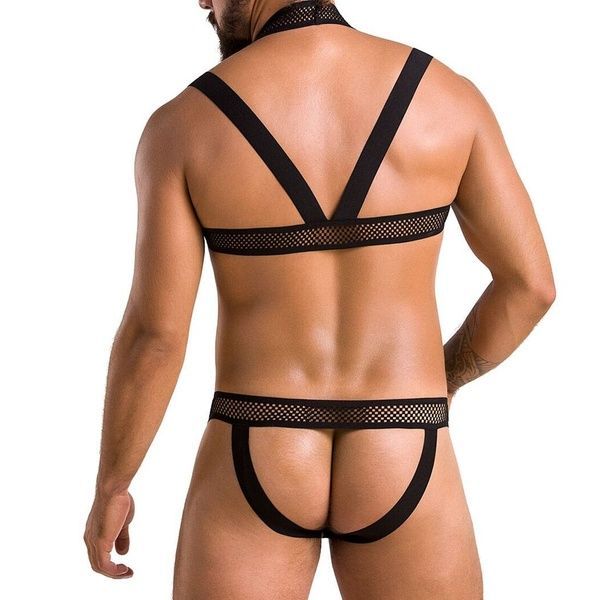 Комплект чоловічої білизни з кріпленнями Passion 043 JACOB L/XL Black, труси, шлейки SO7600 фото