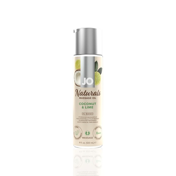 Масажна олія System JO – Naturals Massage Oil – Coconut & Lime з натуральними ефірними оліями (120 м SO6164 фото