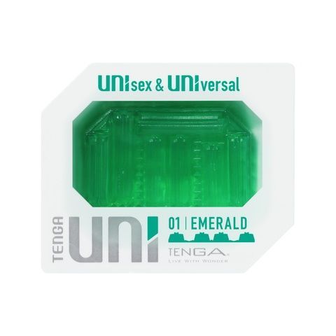Унісекс-стимулятор Tenga UNI Emerald, зелений, з геометричним рельєфом, лубрикант у комплекті SO9805 фото